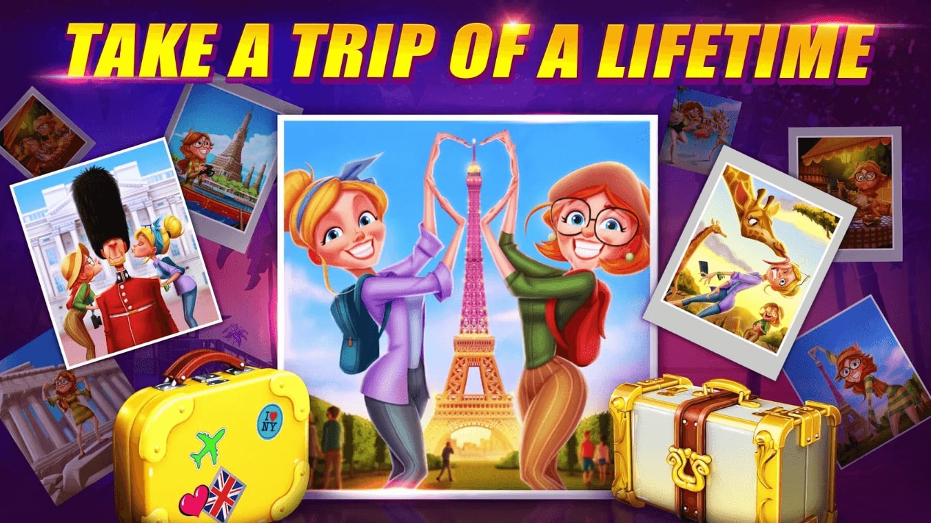 House of Fun online slots iOS app World Tour Mini Game presentation